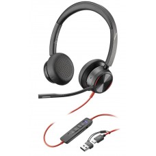 Poly Гарнітура комп'ютерна стерео On-ear Blackwire 8225-M, USB-A, USB-C, односпрямований, ANC, Acoustic Fence, Microsoft Teams, чорний