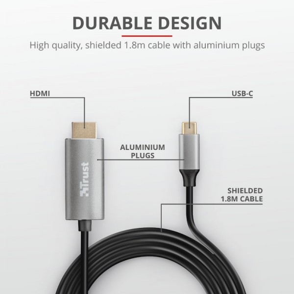 Trust Calyx USB-C to HDMI 1.8м BLACK