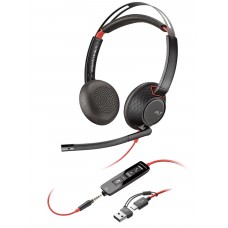 Poly Гарнітура комп'ютерна стерео On-ear Blackwire 5220, USB-A, USB-C, 3.5 мм, односпрямований, noise canceling, чорний