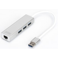 Digitus 3-разъемный хаб USB 3.0 и сетевой адаптер Gigabit