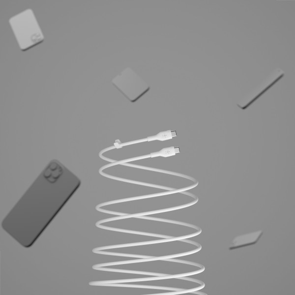 Belkin Кабель USB-С - USB-C силіконовий, з кліпсою, 2м, білий