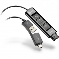 Poly Перехідник DA85 USB > QD з вбудованим пультом керування для гарнітур EncorePro, USB-A, USB-C, чорний