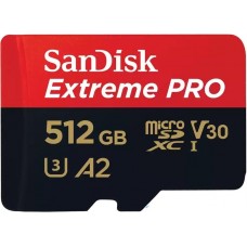 SanDisk Карта пам'яті microSD 512GB C10 UHS-I U3 R200/W140MB/s Extreme Pro V30 + SD