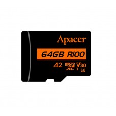 Apacer Карта пам'яті microSD 64GB C10 UHS-I U3 A2 R100/W80MB/s + SD