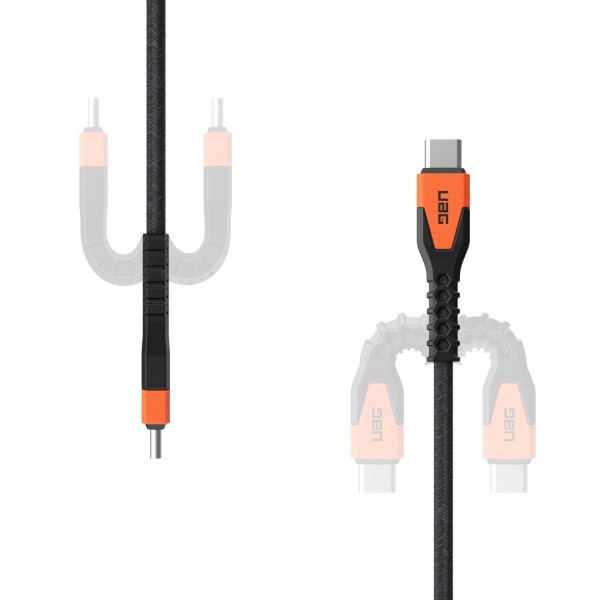 UAG Кабель USB-C > USB-C заряджання/синхронізації, 1.5м, 60Вт, Type-C, Rugged Kevlar, Black/Orange