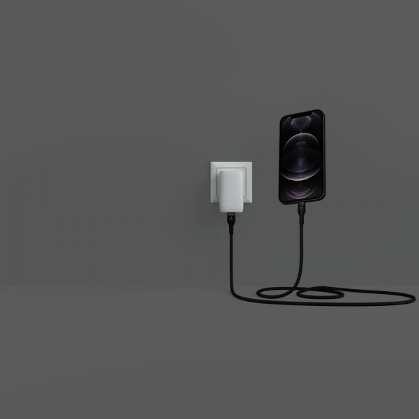 Belkin Кабель USB-С - Lightning, BRAIDED SILICONE, 1m, black