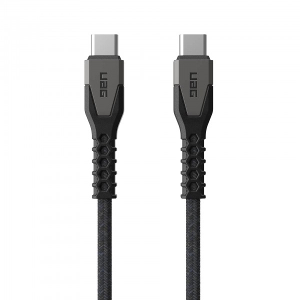 UAG Кабель USB-C > USB-C заряджання/синхронізації 1.5м, 60Вт, Type-C, Rugged Kevlar, Black/Gray