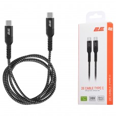 2E Кабель USB-C - USB-C PD 3.1 240W Aluminum Shell 1m Black