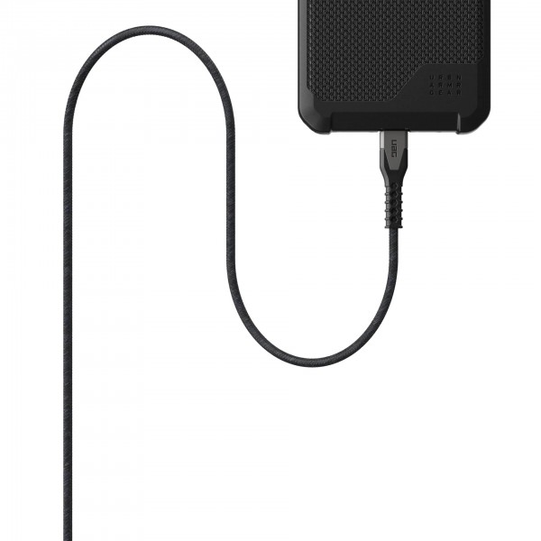UAG Кабель USB-C > USB-C заряджання/синхронізації 1.5м, 60Вт, Type-C, Rugged Kevlar, Black/Gray