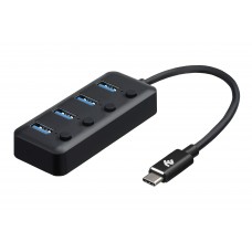 2E Хаб USB-C > 4xUSB-A, 0.25м, чорний