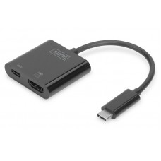 Digitus Адаптер USB-C - HDMI+USB-C UHD 4K, M/F, 0.11 m