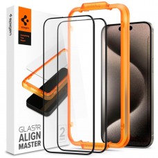 Spigen Захисне скло для Apple iPhone 15 Glas.tR AlignMaster FC Black (2P)