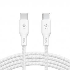 Belkin Кабель заряджання/синхронізації USB-С > USB-С 2м, 100Вт, плетений, білий
