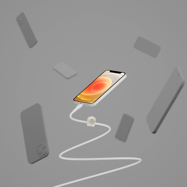 Belkin Кабель USB-A - Lightning плетений, силіконовий, з ремінцем на магніті, 1м, білий