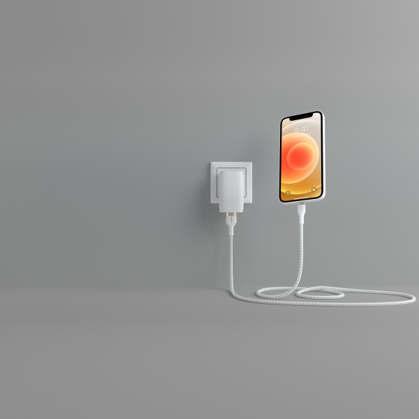 Belkin Кабель USB-A - Lightning плетений, силіконовий, з ремінцем на магніті, 1м, білий