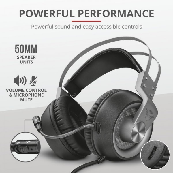Гарнітура ігрова Trust GXT430 IRONN 3.5mm Grey