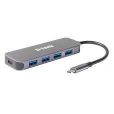 D-Link USB-Концентратор DUB-2340 3xUSB3.0, 1xUSB3.0 (Швидка зарядка), 1xUSB-C/PD, USB-C