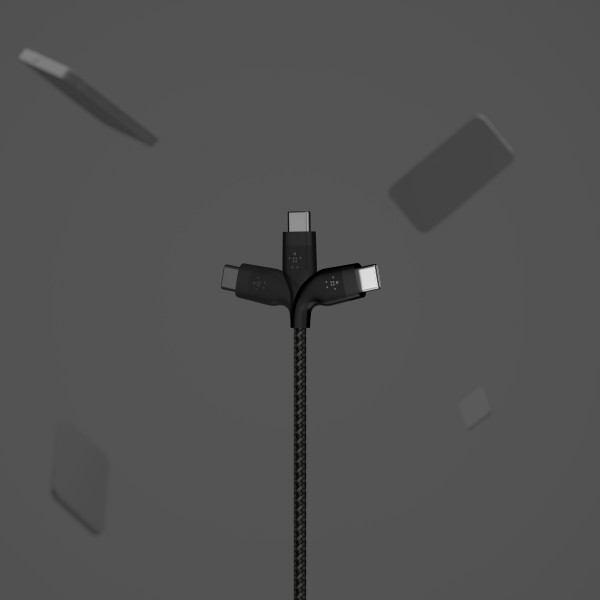 Belkin Кабель USB-С - USB-C плетений, силіконовий, з ремінцем на магніті, 1м, чорний