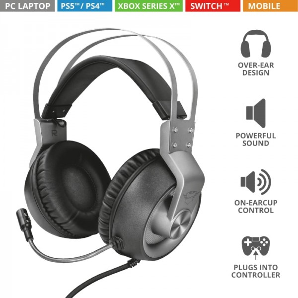 Гарнітура ігрова Trust GXT430 IRONN 3.5mm Grey