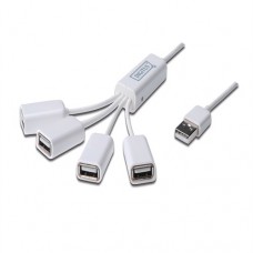 Digitus Концентратор 4 порти, "Павук", USB 2.0, пасивний, White