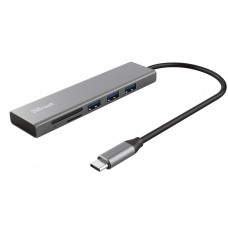 Trust USB-хаб HALYX FAST 3USB+CARD READER USB-C ALUMINIUM