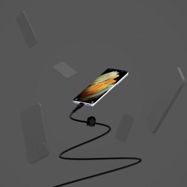 Belkin Кабель USB-С - USB-C плетений, силіконовий, з ремінцем на магніті, 1м, чорний