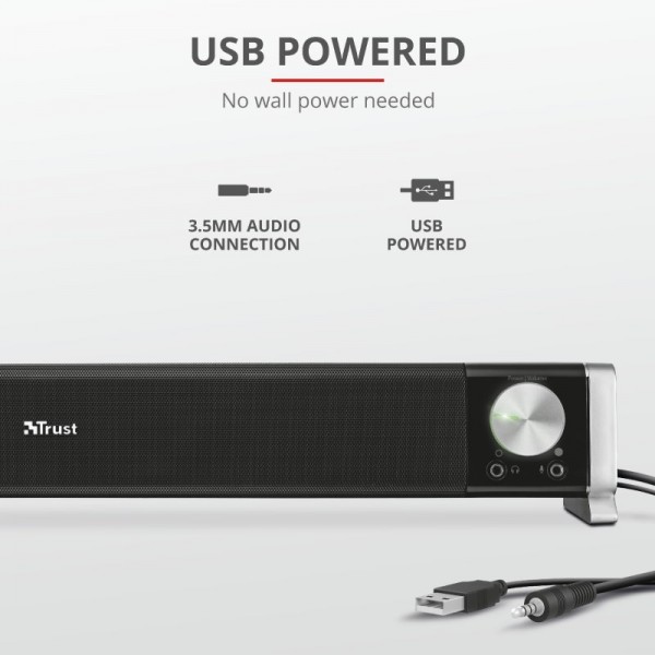 Trust Акустична система (Звукова панель) Asto for PC & TV USB Black
