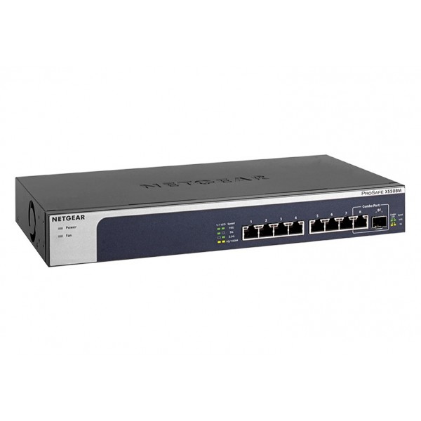 Комутатор NETGEAR XS508M 7x100M/1G/2.5G/5G/10G, 1x10G/1G SFP+ combo, некерований