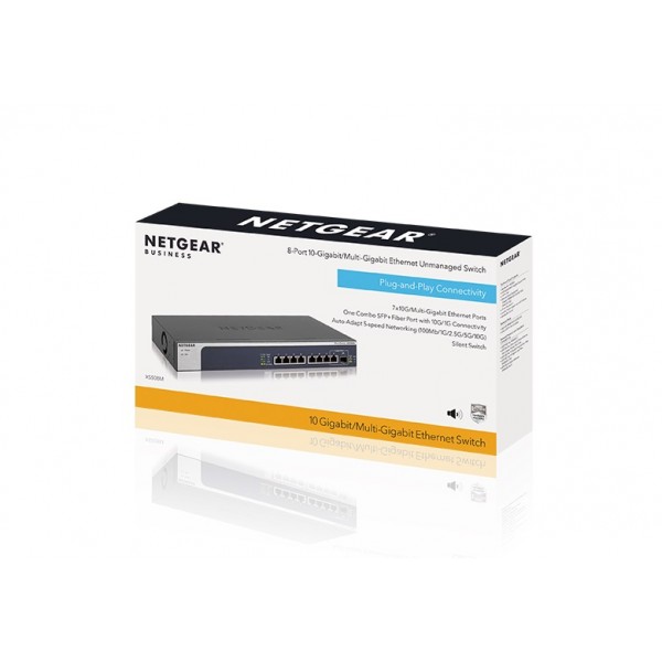 Комутатор NETGEAR XS508M 7x100M/1G/2.5G/5G/10G, 1x10G/1G SFP+ combo, некерований