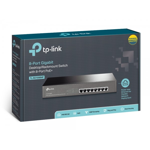Комутатор TP-LINK TL-SG1008MP 8xGE/PoE 126W некерований 13" 1U