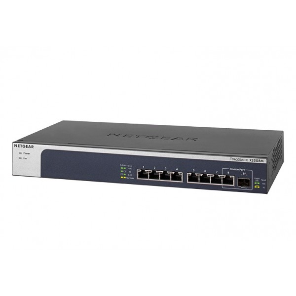 Комутатор NETGEAR XS508M 7x100M/1G/2.5G/5G/10G, 1x10G/1G SFP+ combo, некерований