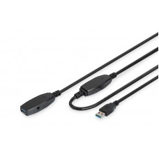 Подовжувач DIGITUS USB 3.0 Active Cable, A/M-A/F, 10м, чорний