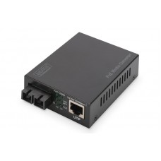 Медиаконвертор DIGITUS Gigabit PoE+, RJ45/SС MM 0.5km, 802.3at, 30W, incl. PSU