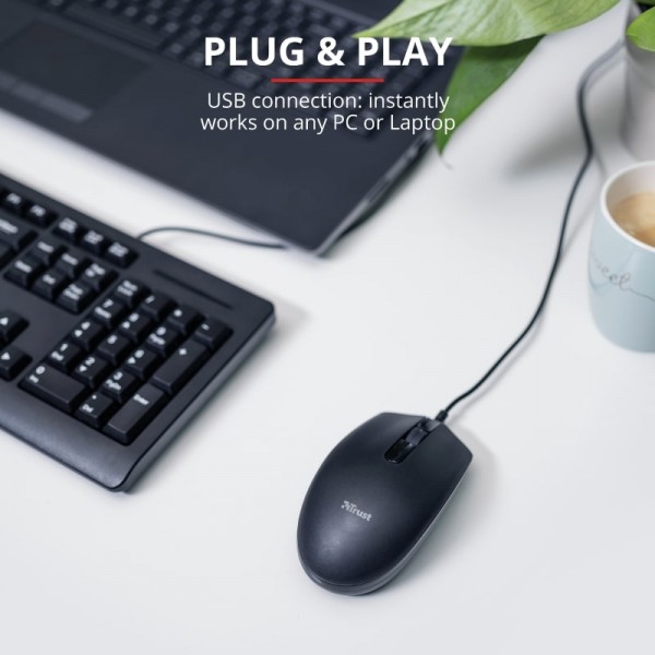 Миша Trust Basi, USB-A, Чорний