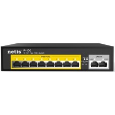 Комутатор Netis P110C 8xFE PoE, 2xFE, некерований