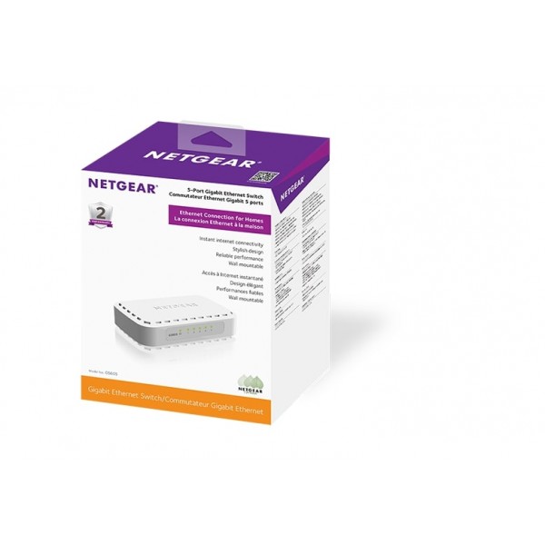 Комутатор NETGEAR GS605 5xGE, некерований
