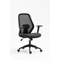 Крісло 2E OFFICE OC110, тканина, фіксовані підлокітники, чорний
