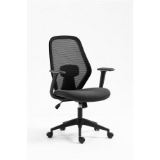 Крісло 2E OFFICE OC110, тканина, фіксовані підлокітники, чорний