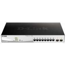 Комутатор D-Link DGS-1210-10MP 8x1GE PoE, 2x1GE SFP, PoE 30Вт/порт, бюджет 130Вт