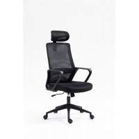 Крісло 2E OFFICE OC120, тканина, фіксовані підлокітники, підголівник, чорний