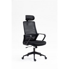 Крісло 2E OFFICE OC120, тканина, фіксовані підлокітники, підголівник, чорний