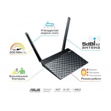 Маршрутизатор ASUS RT-N12E/C1 N300, 1xFE WAN, 4xFE LAN