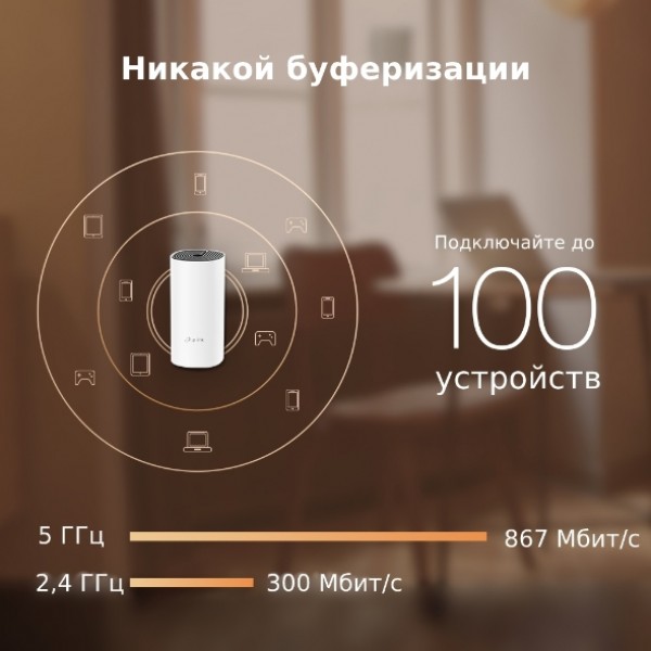 Wi-Fi система TP-LINK DECO E4 2 pcs AC1200, 2xFE LAN/WAN, MESH, MU-MIMO, Beamforming