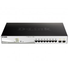 Комутатор D-Link DGS-1210-10MP/FL 8x1GE PoE, 2xSFP, PoE 802af/at, 130W