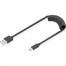 Кабель DIGITUS USB 2.0 (AM/CM) spiral 0.32, 1.0м, чорний