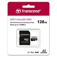 Карта памяти Transcend 128GB microSDXC C10 UHS-I U3 A2 R160/W125MB/s+SD