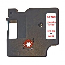 UKRMARK D-45015P, 12мм х 7м, червоним на білій, сумісна з DYMO D1 S0720550, універсальна стрічка для принтерів етикеток