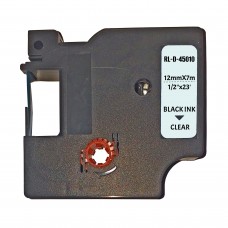 UKRMARK D-45010P, 12мм х 7м, черный на прозрачной, совместимый с DYMO D1 45010/S0720500, универсальная лента для принтеров этикеток