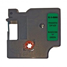 UKRMARK D-45809P, 19мм х 7м, чорним на зеленому, сумісна з DYMO D1 S0720890, універсальна стрічка для принтерів етикеток