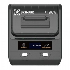 Портативный термопринтер UKRMARK AT20EW, USB/Bluetooth, рулоны 20-80мм, для этикеток/чеков. Печать на термобумаге и полимерных этикетках.